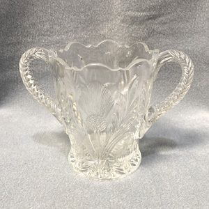 Crystal VINTAGE HEAVY CRYSTAL SUGAR BOWL WITH SCALLOPED EDGING